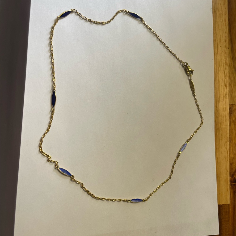 Elegant Gold and Blue Chain Necklace by Faberge. 18 kt. Gold 18 in.